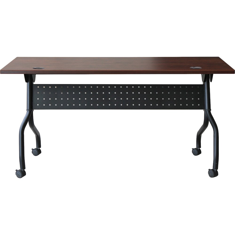 Lorell Flip Top Training Table - Rectangle Top - Four Leg Base - 4 Legs - 60" Table Top Width x 23.60" Table Top Depth - 29.50" Height x 59" Width x 23.63" Depth - Assembly Required - Cherry - Melamin. Picture 6