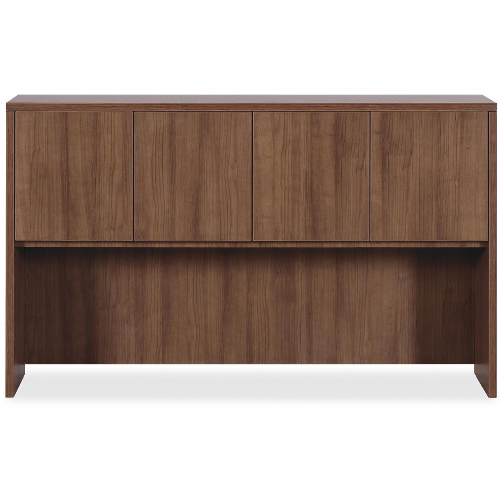 Lorell Essentials Series Stack-on Hutch with Doors - Rectangle - 36" Height x 70.9" Width x 14.8" Depth Hutch - 4 Door(s) - Material: Wood - Finish: Laminate, Walnut - Grommet, Cord Management, Durabl. Picture 3