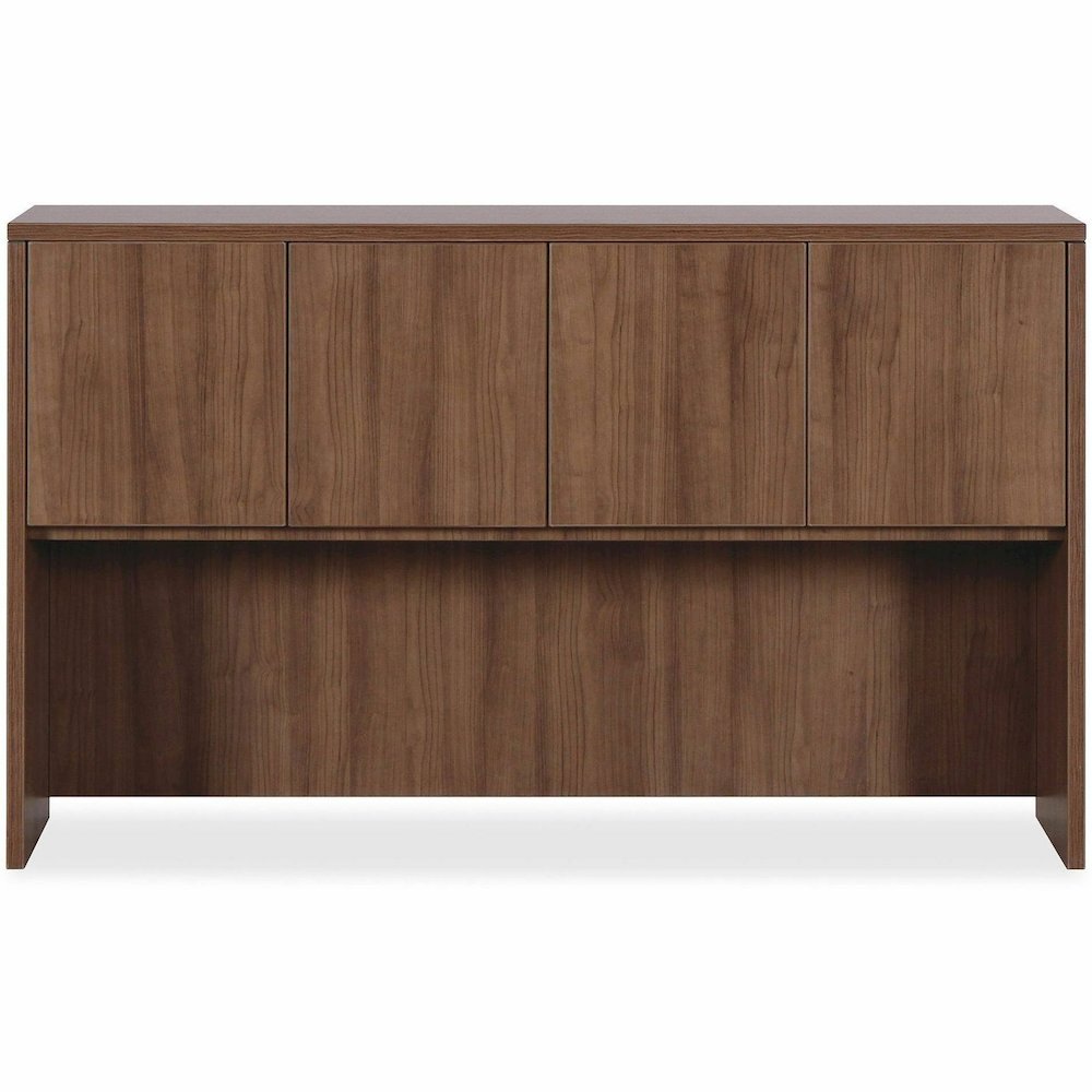 Lorell Essentials Series Stack-on Hutch with Doors - 36" Height x 59" Width x 14.8" Depth Hutch - 3 Door(s) - Material: Wood - Finish: Laminate, Walnut - Grommet, Cord Management, Durable - 1 Each. Picture 5
