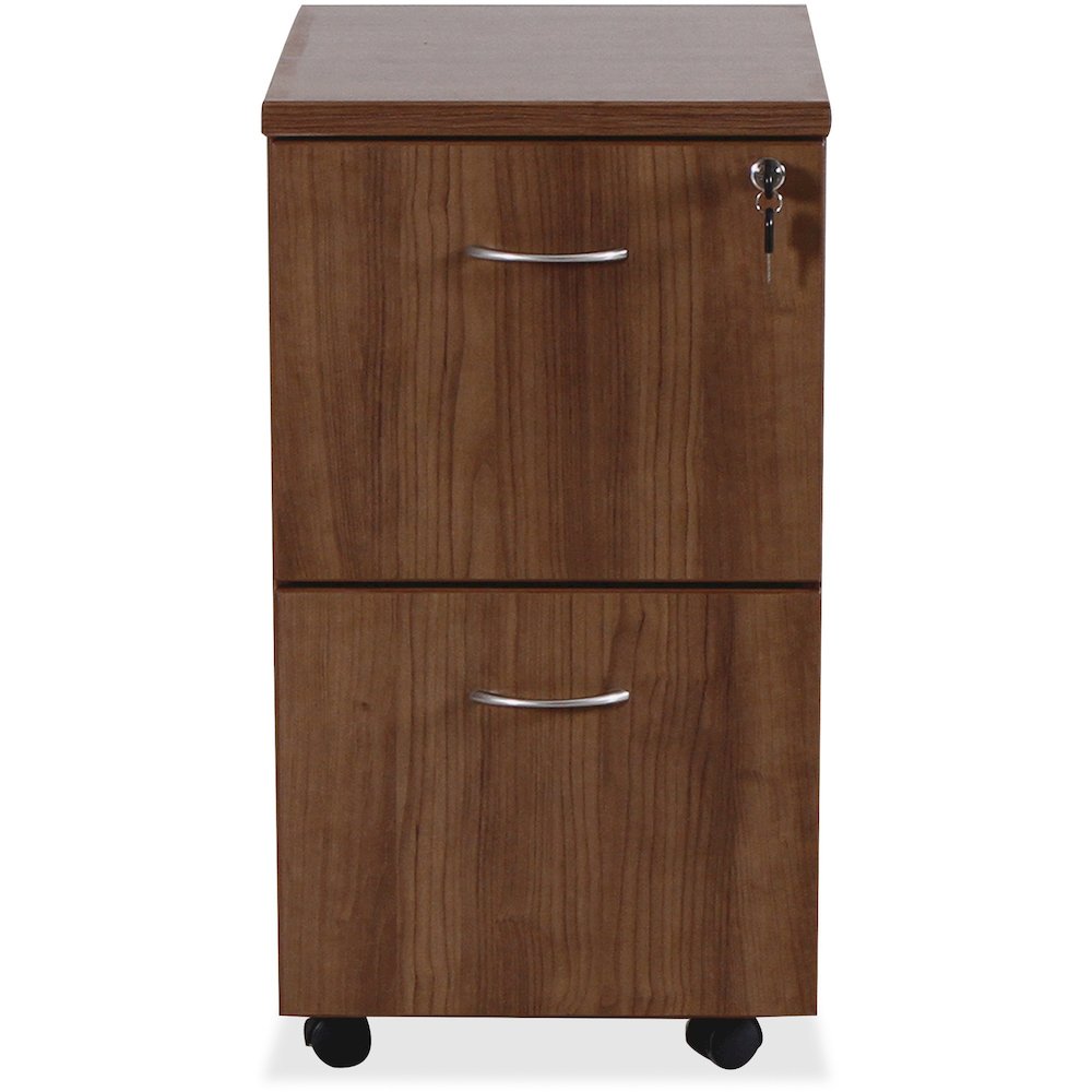 Lorell Essentials Series File/File Mobile File Cabinet - 28.4" Height x 15.7" Width x 22" Depth Pedestal, 1.5" Diameter Caster - Total Drawer(s): 2 - Finish: Laminate, Walnut - Mobility, Built-in Hang. Picture 5