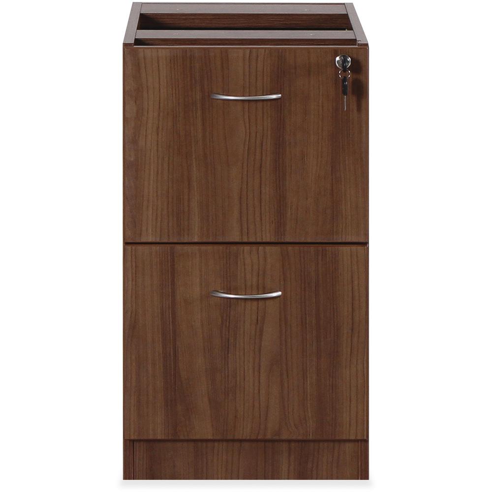 Lorell Essentials Series File/File Fixed File Cabinet - 28.5" Height x 15.5" Width x 21.9" Depth Pedestal, x 3.8" Width - Total Drawer(s): 2 - Finish: Laminate, Walnut - Built-in Hangrail, Ball-bearin. Picture 3