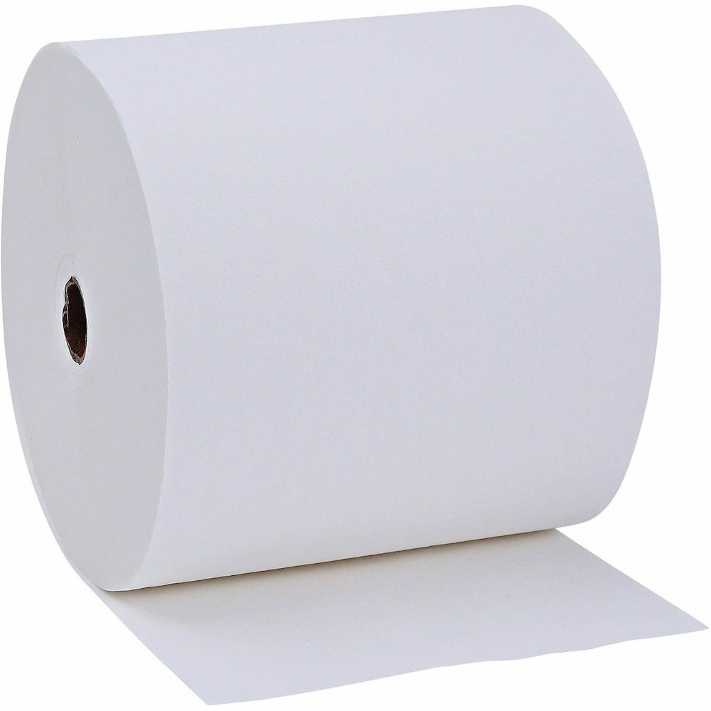 Genuine Joe Solutions 1-ply Hardwound Towels - 1 Ply - 7" Width x 600 ft Length - 63/64" Core - White - Virgin Fiber - 6 / Carton. Picture 3