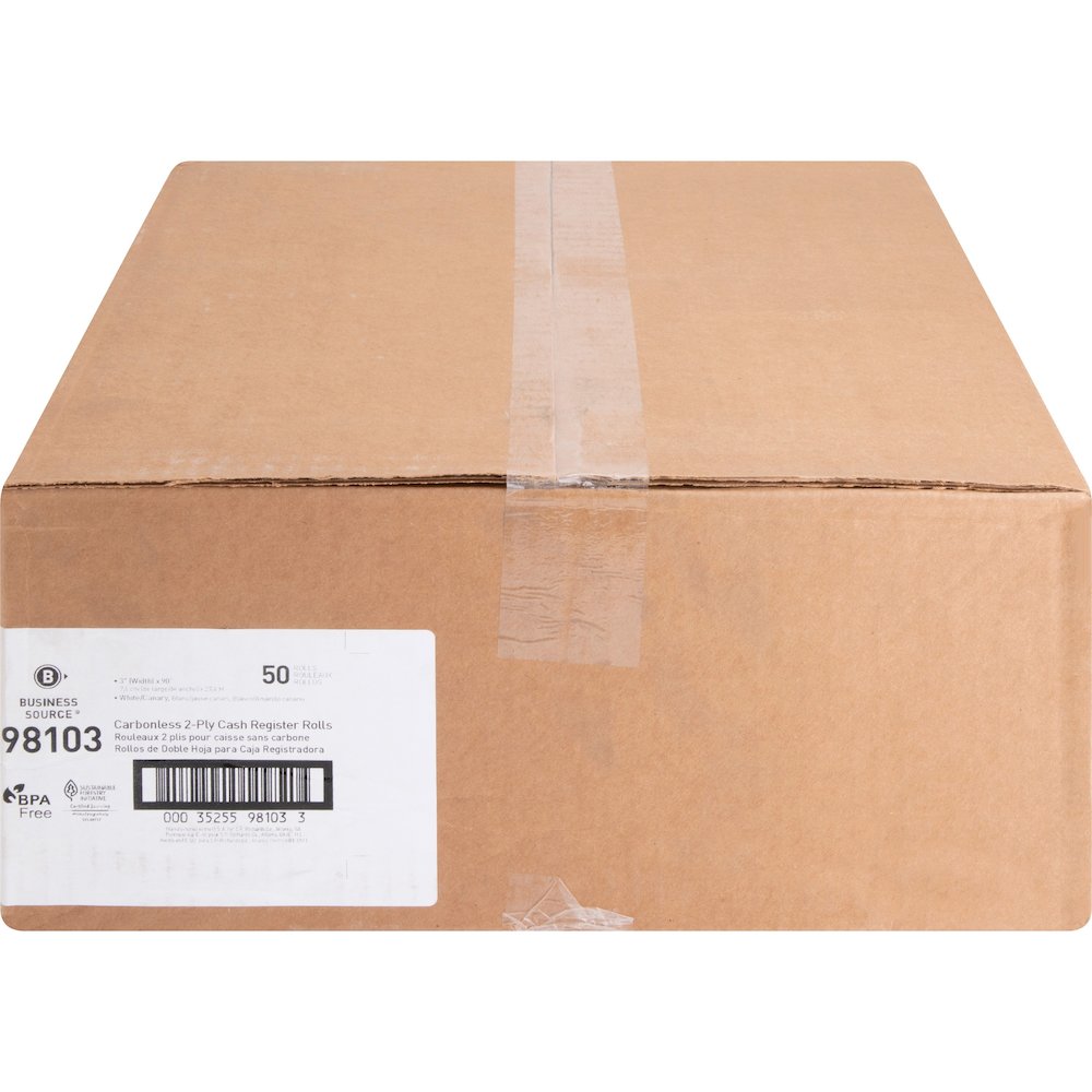 Business Source 2-part Carbonless Cash Register Rolls - 3" x 90 ft - Sustainable Forestry Initiative (SFI) - White - 50 / Carton. Picture 4