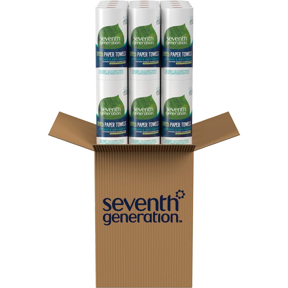 Seventh Generation 100% Recycled Paper Towels - 2 Ply - 156 Sheets/Roll - White - 24 / Carton. Picture 4
