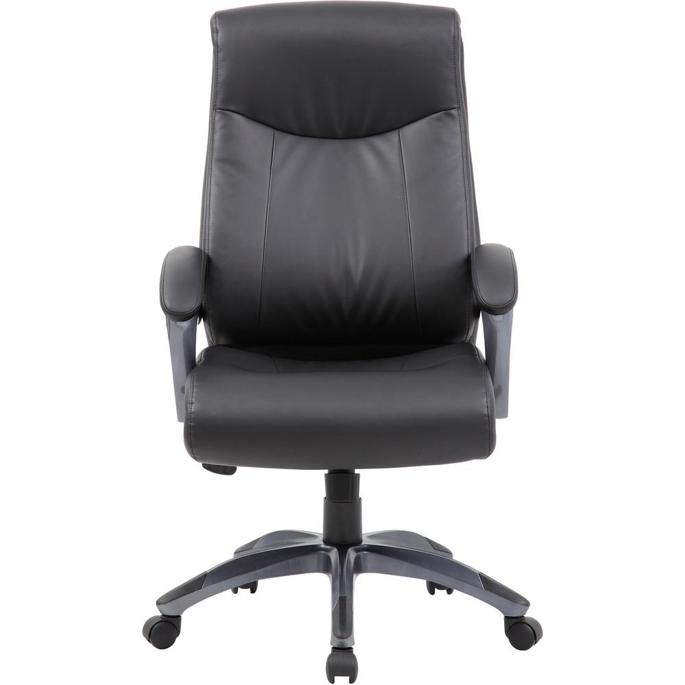 Boss B8661 Executive Chair - Black LeatherPlus Seat - Gray Leather Back - Black, Gray Nylon Frame - 5-star Base - 1 Each. Picture 2