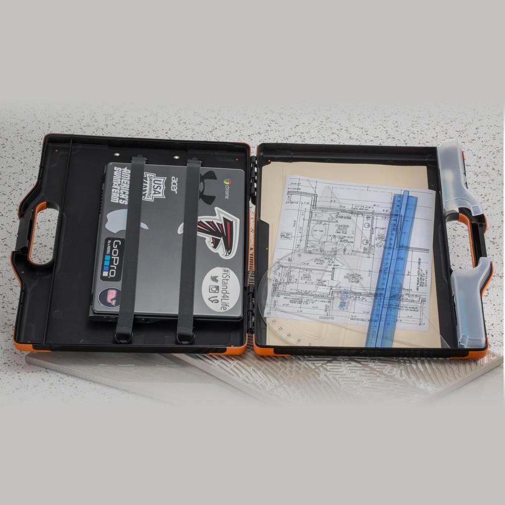 Officemate Carry-All Clipboard Storage Box - Storage for Tablet, Notebook - 8 1/2" , 8 1/2" x 11" , 14" - Black, Orange - 1 Each. Picture 3