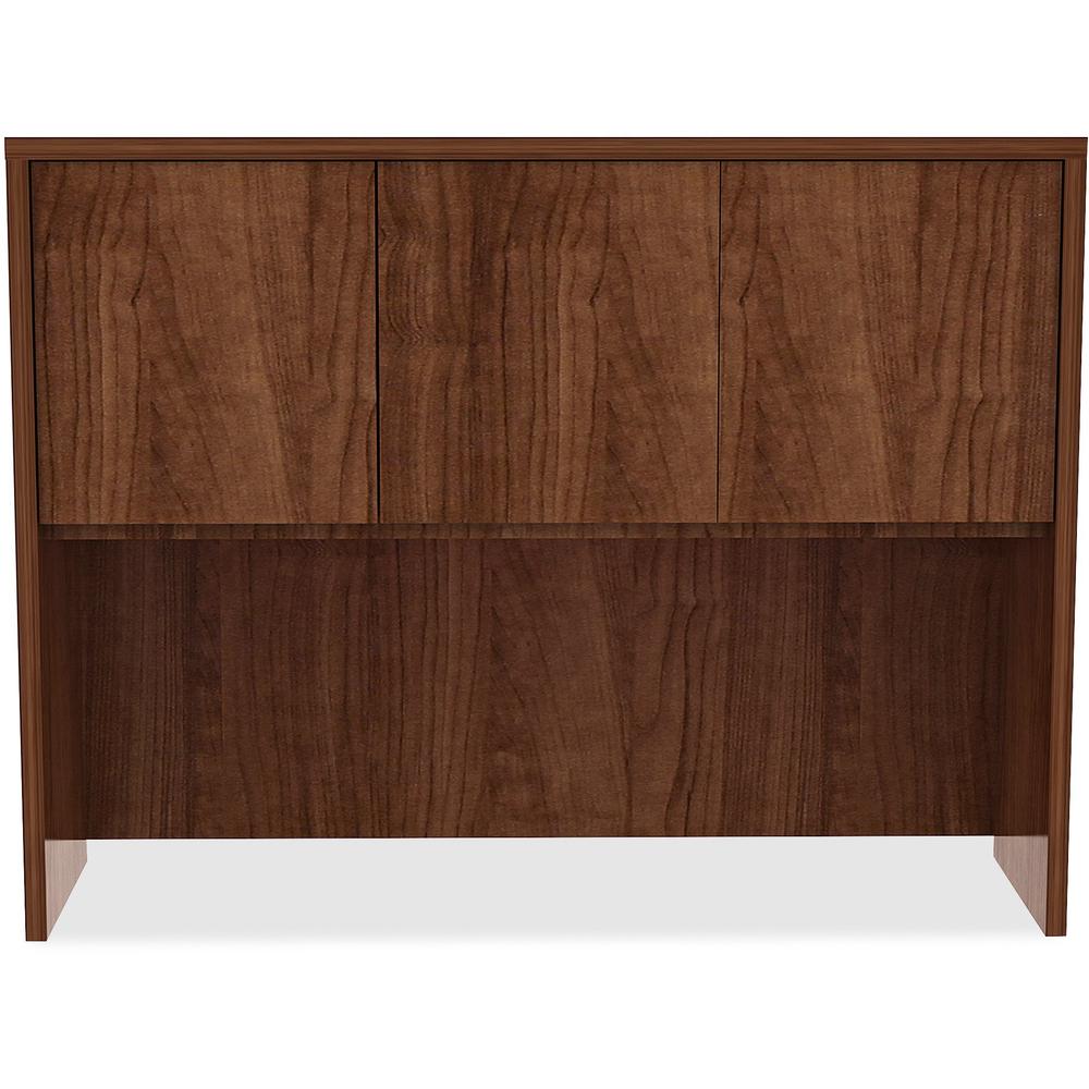 Lorell Essentials Series Stack-on Hutch with Doors - Rectangle - 36" Height x 48" Width x 15" Depth - Material: Metal - Finish: Walnut, Laminate - Adjustable Glide, Lockable, Floor Glide - For Office . Picture 3