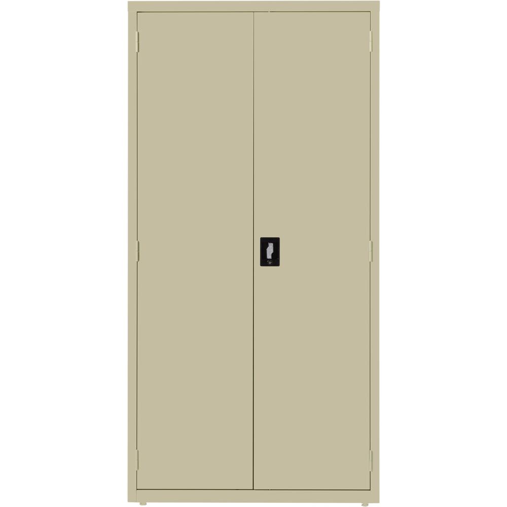 Lorell Fortress Series Storage Cabinet - 36" Width x 24" Depth x 72" Height - 5 x Shelf(ves) - Hinged Door(s) - Sturdy, Recessed Locking Handle, Removable Lock, Durable, Storage Space - Putty - Powder. Picture 2