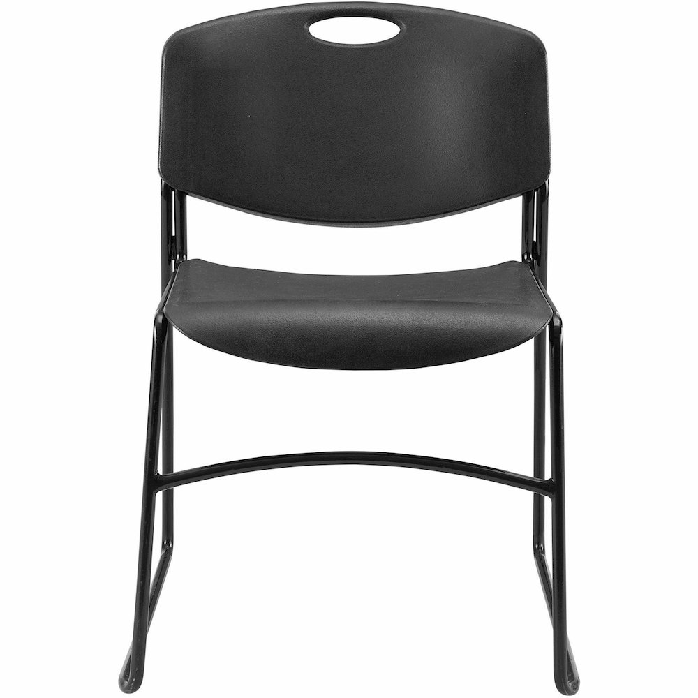 Lorell Heavy-duty Standard-height Stack Chairs - Plastic Seat Material - Plastic Back Material - Steel Frame Material - Black - 4 / Carton. Picture 4