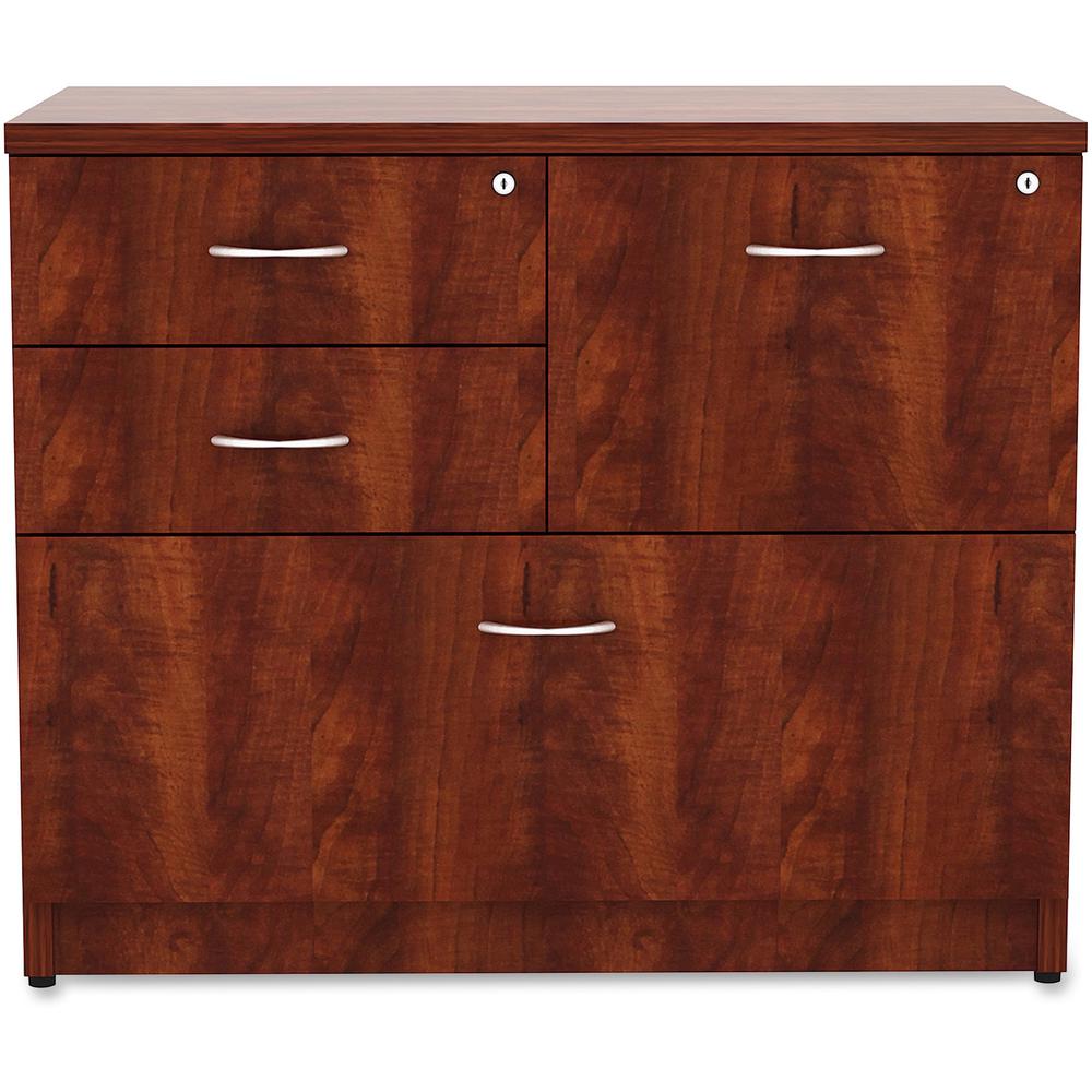 Lorell Essentials Series Box/Box/File Lateral File - 1" Thickness Side Panel, 29.5" Height x 35.5" Width x 22" Depth Lateral File - Total Drawer(s): 4 - Cherry Laminate Table Top - Versatile, Ball Bea. Picture 7