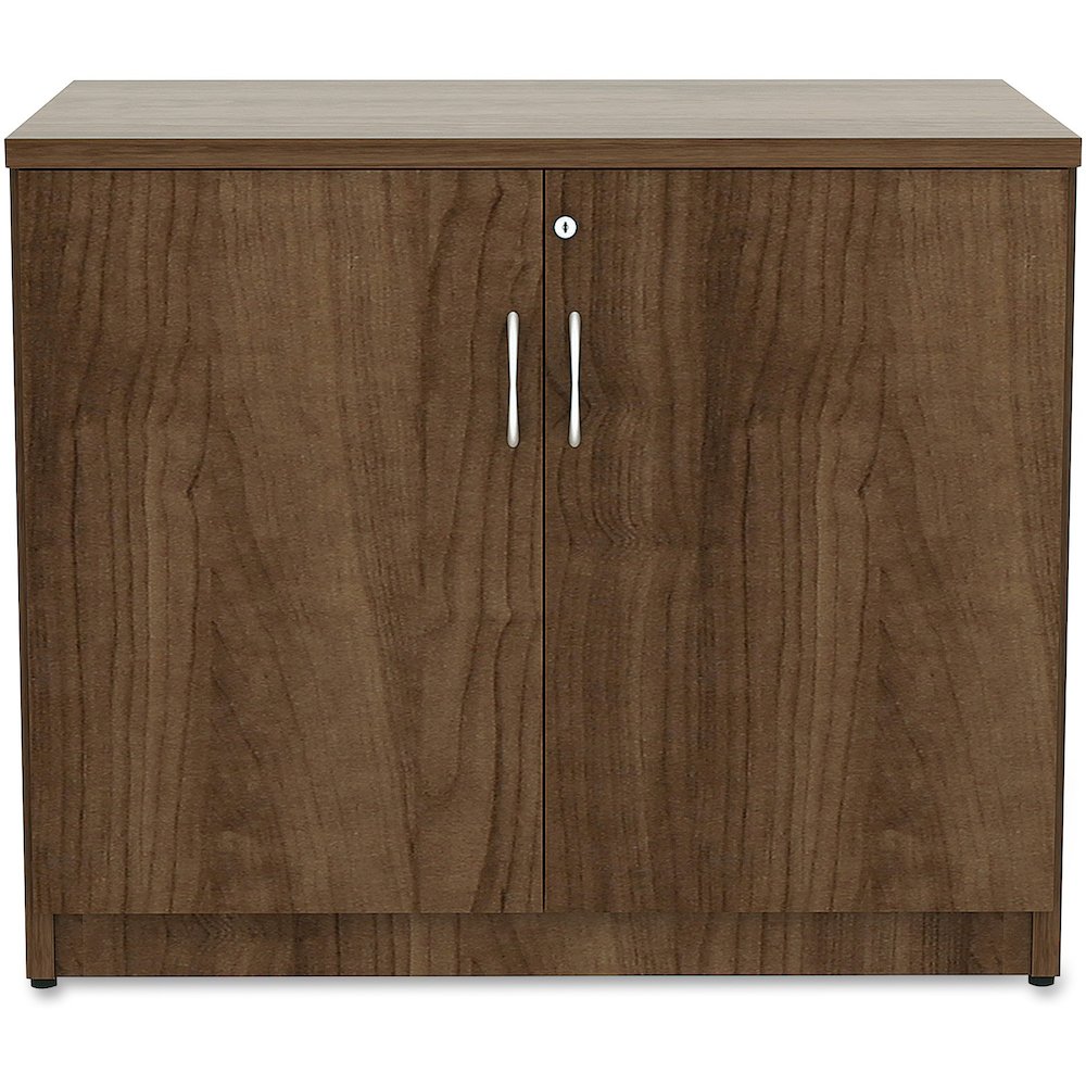 Lorell Essentials Series 2-Door Storage Cabinet - 36" Width x 22.5" Depth x 29.5" Height - Glide, Lockable - Walnut - Laminate - Metal. Picture 3