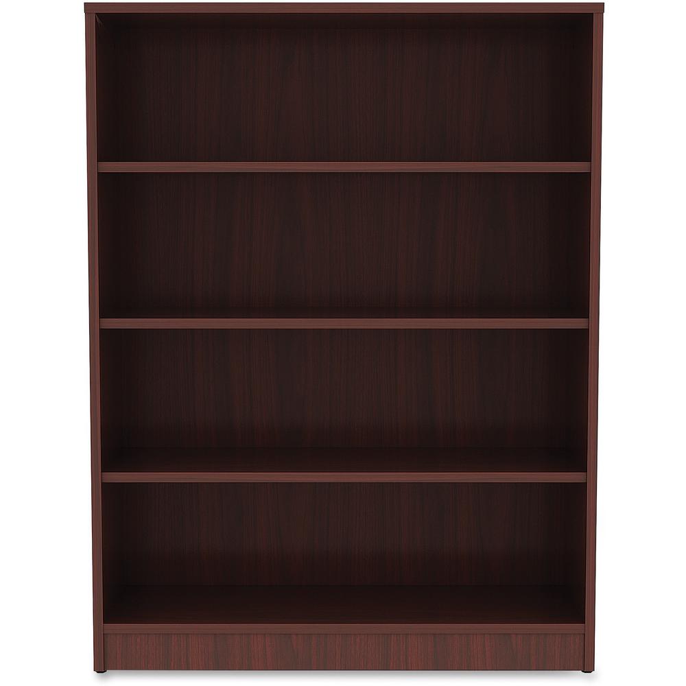 Lorell Laminate Bookcase - 4 Shelf(ves) - 48" Height x 36" Width x 12" Depth - Sturdy, Adjustable Feet - Mahogany - Laminate - 1 Each. Picture 2