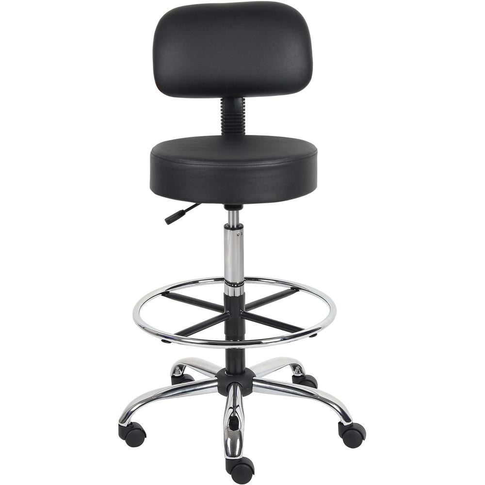 Boss Drafting Stool - Black Seat Color - Vinyl Seat Material - Black Back Color - Chrome, Black Frame Color - Chrome Frame Material - 5-star Base - 1 Each. Picture 3