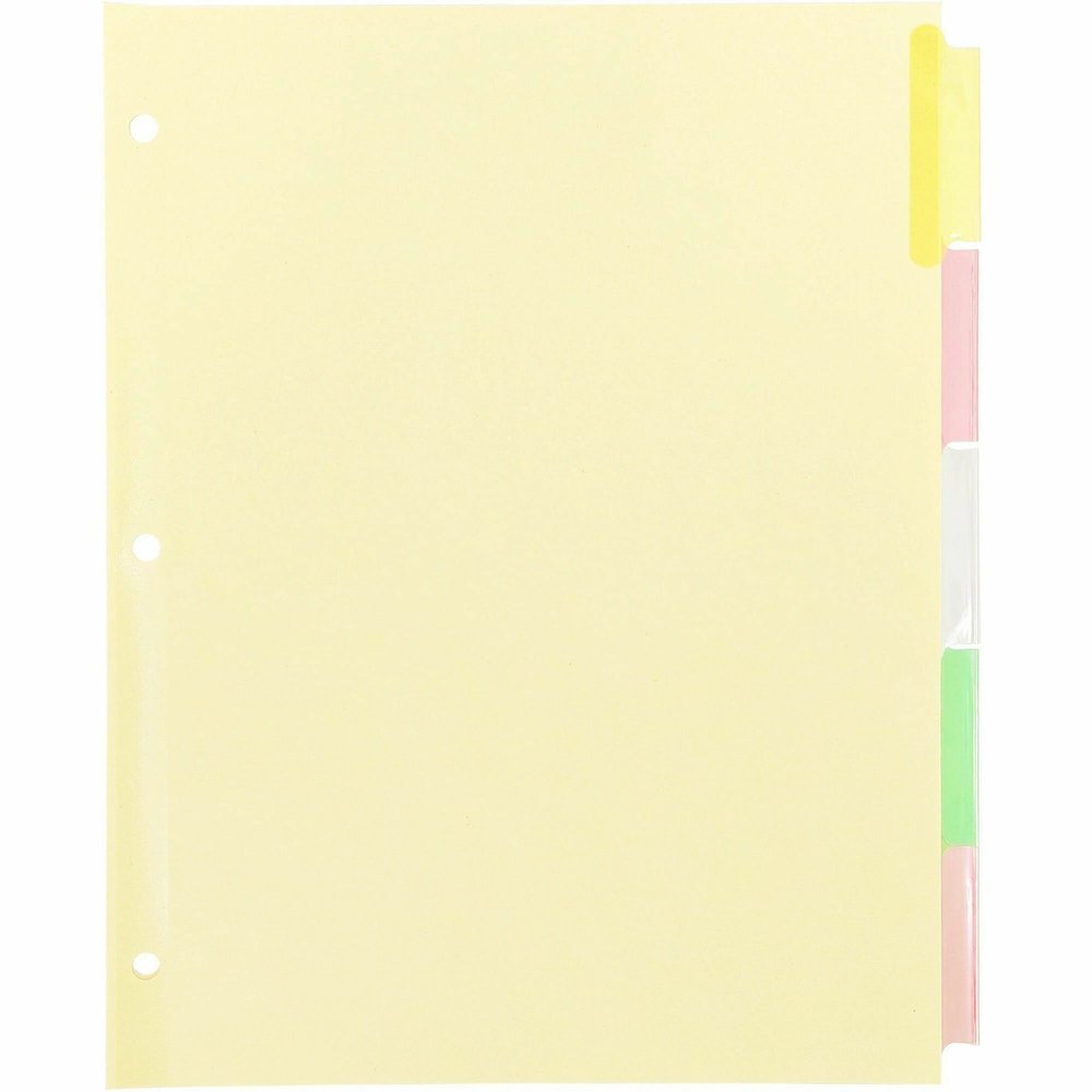 Business Source Insertable Tab Ring Binder Indexes - 5 Blank Tab(s) - 2" Tab Width - 8.5" Divider Width x 11" Divider Length - Letter - 3 Hole Punched - Multicolor Tab(s) - Tear Resistant, Reinforced . Picture 3