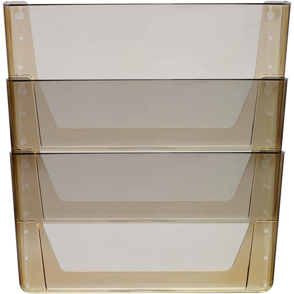 Storex Stacking Wall Pocket Set - 18 x File - 1 Pocket(s) - 7" Height x 4" Width16" Length - Stackable - Smoke - Poly - 3 / Set. Picture 8