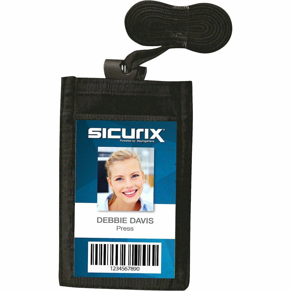 SICURIX Carrying Case (Pouch) Business Card - Black - Nylon Body - 3" Height x 0.4" Width - 12 / Box. Picture 3