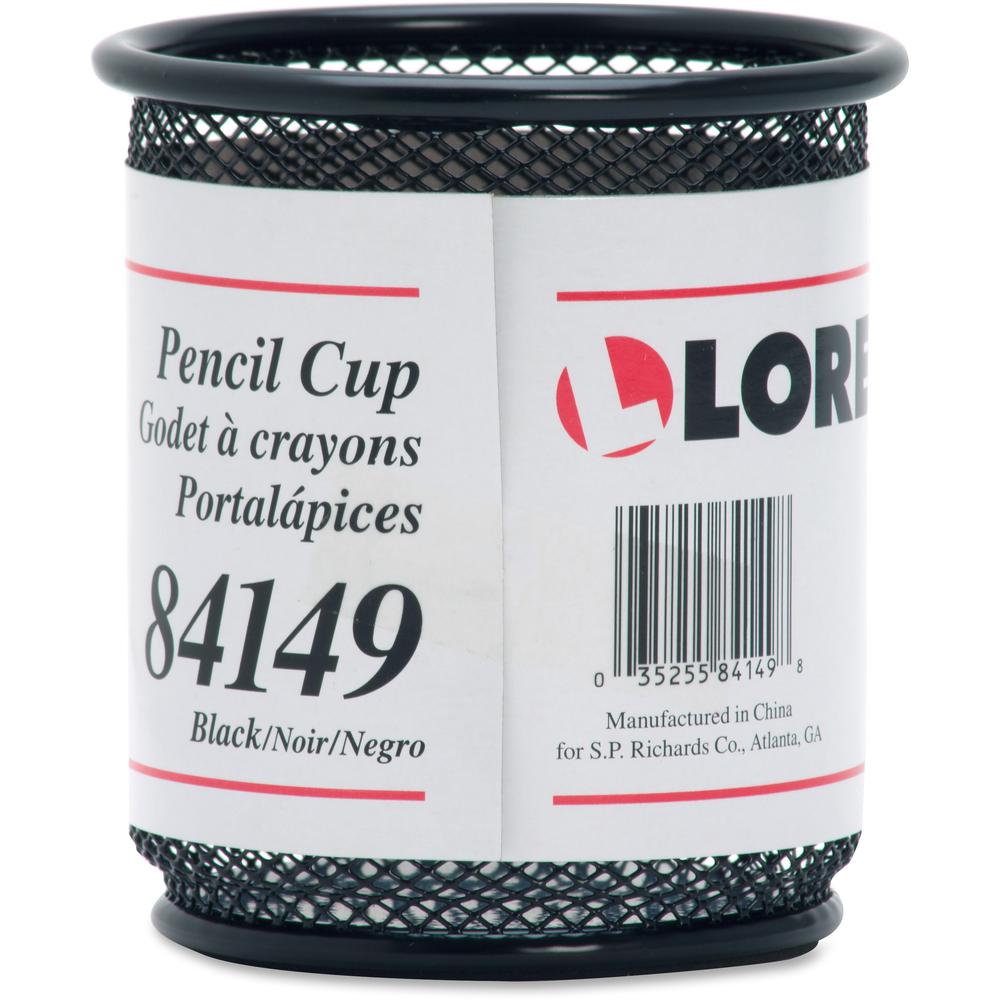 Lorell Mesh Wire Pencil Cup Holders - 3.5" Height x 3.9" Width - Steel - Black - 6 / Box. Picture 7