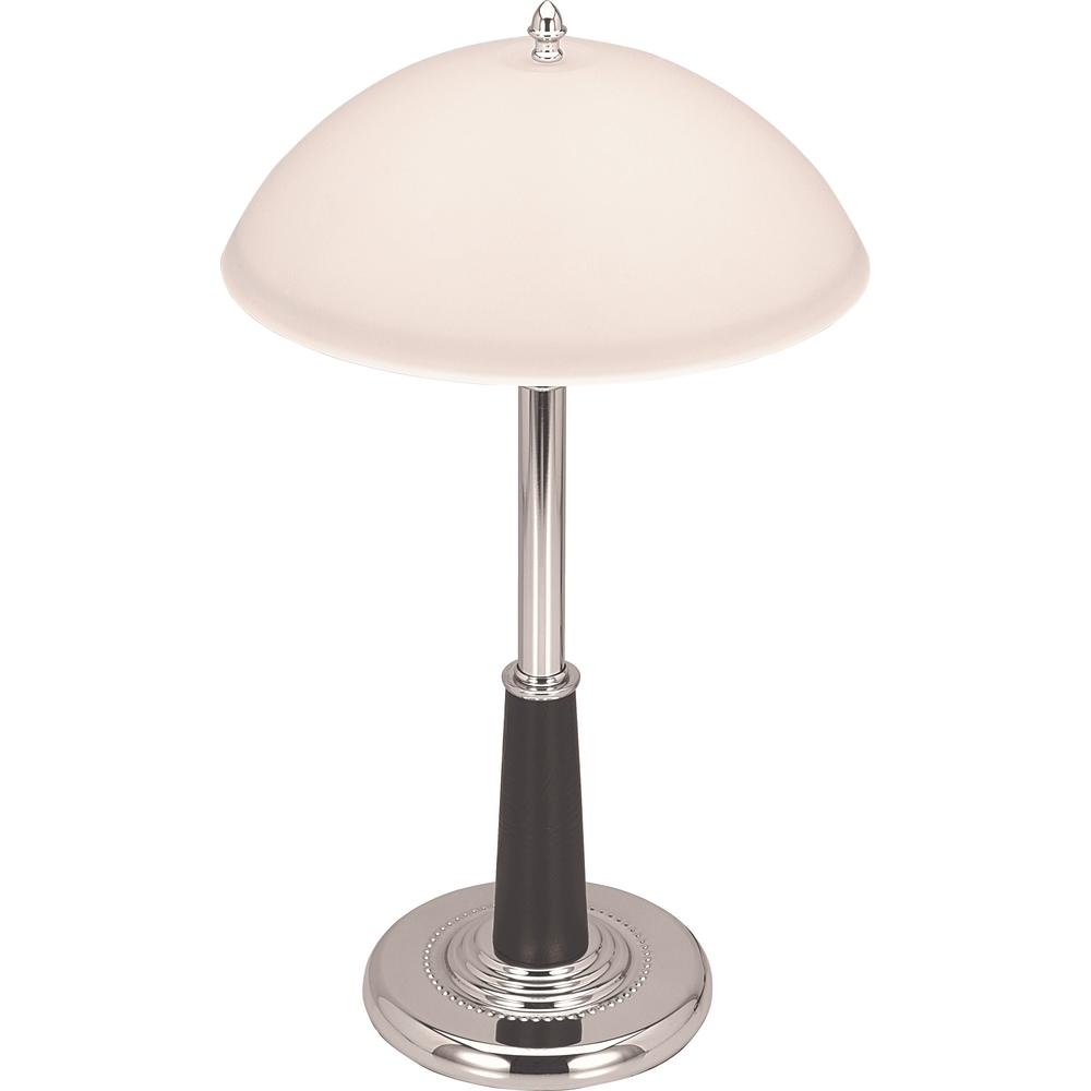 Lorell Glass Shaded Desk Lamp - 24" Height - 7.8" Width - 2 x 10 W CFL Bulb - Chrome - Desk Mountable - Chrome - for Desk, Table. Picture 4