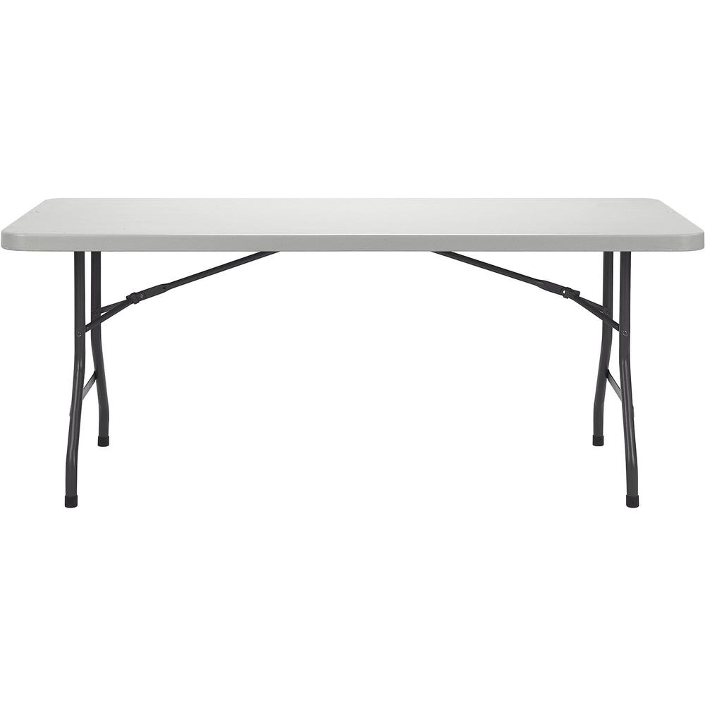 Lorell Extra-Capacity Ultra-Lite Folding Table - Light Gray Top - Dark Gray Base - 750 lb Capacity - 72" Table Top Width x 30" Table Top Depth - 29.25" Height - Gray - High-density Polyethylene (HDPE). Picture 4