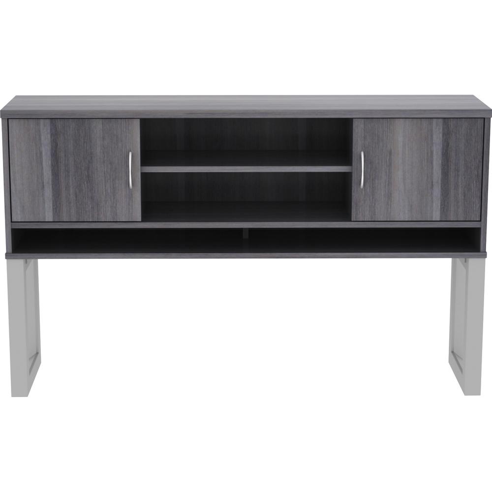 Lorell Relevance Series Freestanding Hutch - 36" Height x 59" Width x 15" Depth - 3 Shelve(s) - Finish: Charcoal, Laminate - Adjustable Leveler - For Office - 1 Each. Picture 3