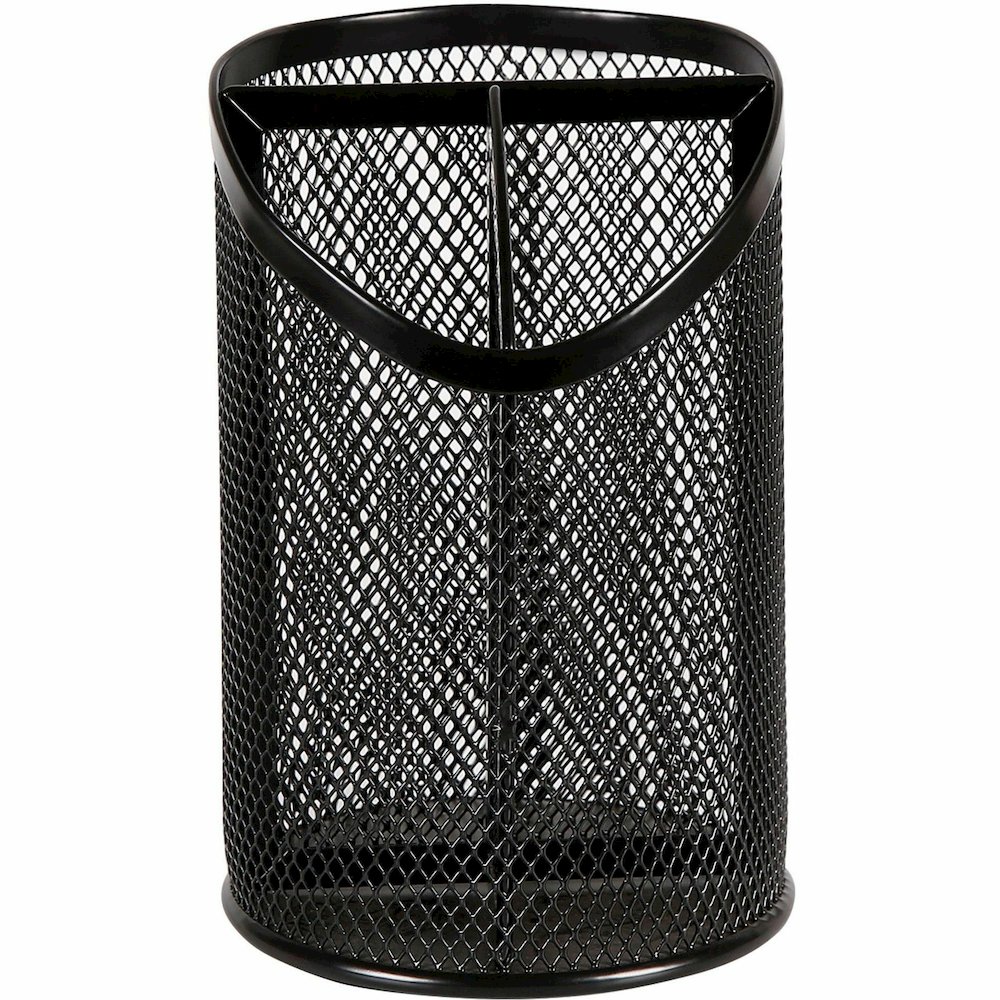 Lorell Mesh Desktop Organizer - 6.10" Height x 4.10" Width x 4.10" Length - Desktop - Durable, Snag Proof - Black - Metal - 1 Each. Picture 3