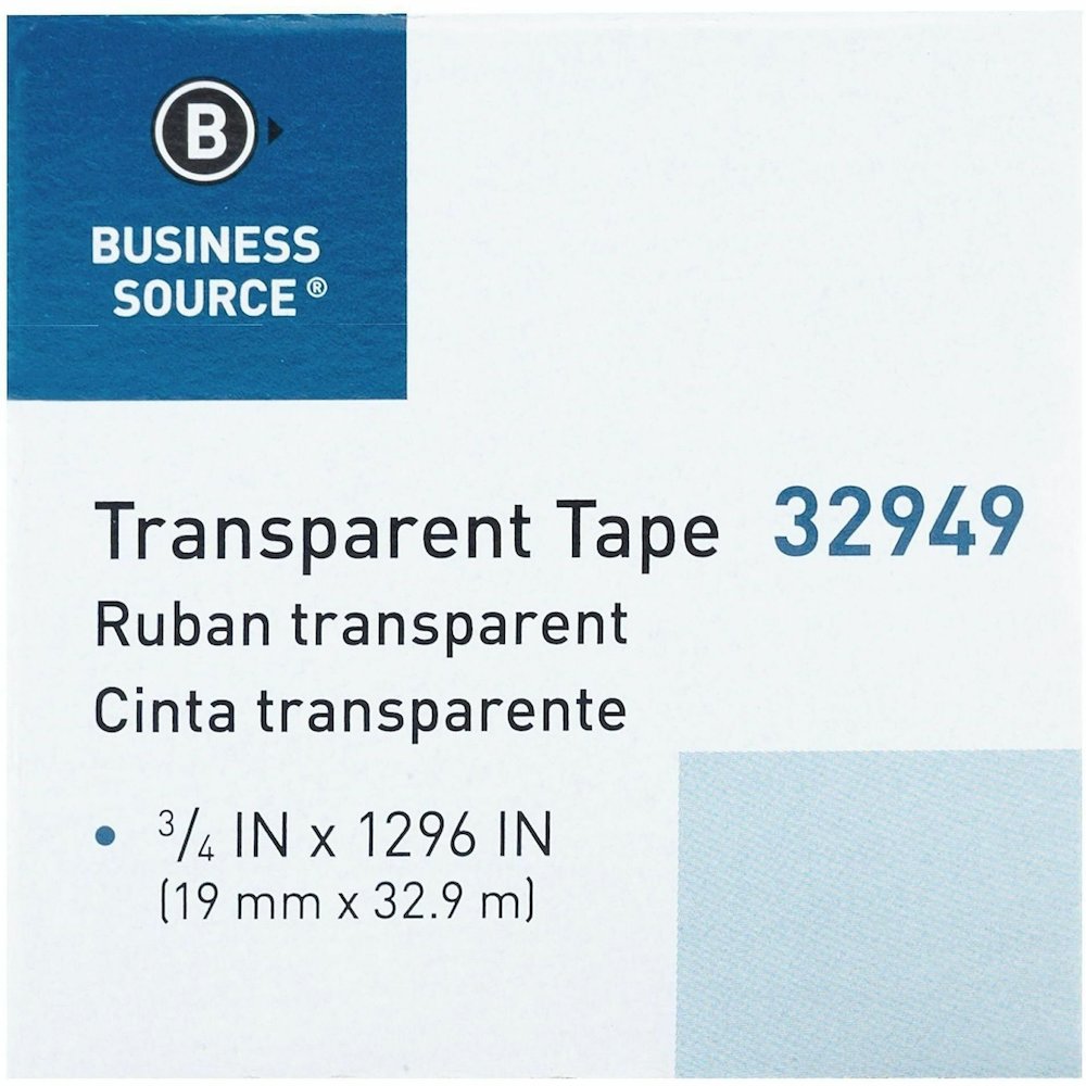 Business Source All-purpose Transparent Tape - 36 yd Length x 0.75" Width - 1" Core - Clear - For Sealing, Mending - 12 / Pack. Picture 3
