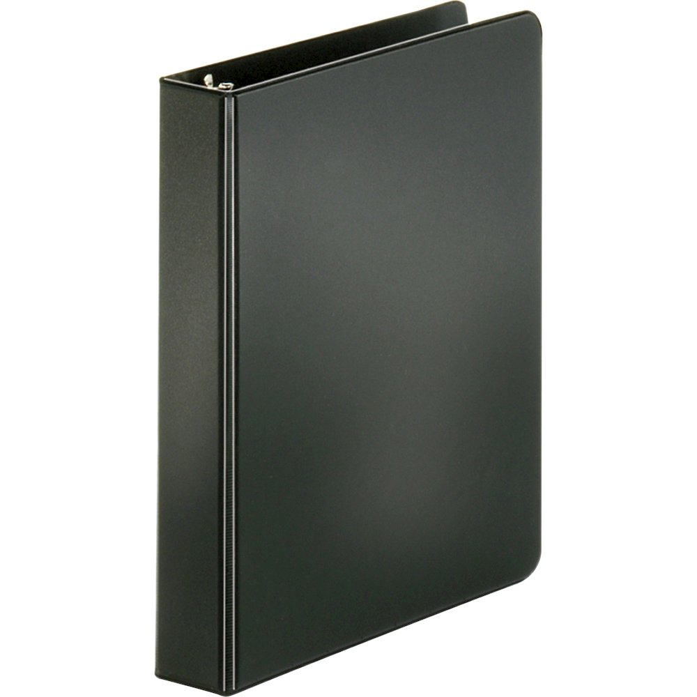 Business Source Basic Round Ring Binders - 1" Binder Capacity - 240 Sheet Capacity - 3 Ring - Fastener: Round Ring - Pocket: Inside Front & Back - Chipboard, Polypropylene - Black - Exposed Rivet, Stu. Picture 4