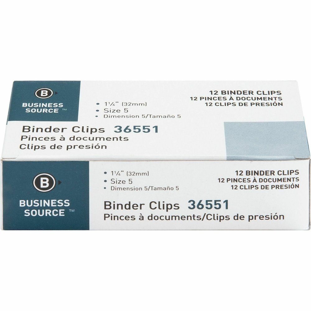 Business Source Fold-back Binder Clips - Medium - 1.3" Length x 1.3" Width - 0.63" Size Capacity - Black - Steel - 1 Dozen/Box - 10 / Carton. Picture 4