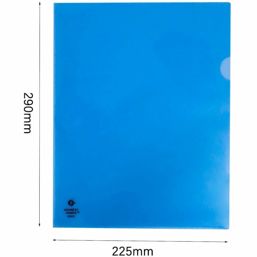 Business Source Letter File Sleeve - 8 1/2" x 11" - 20 Sheets Capacity - Blue - Water Resistant, Transfer Safe, Lightweight, Transparent - 10/Pack - 5 / Box. Picture 4