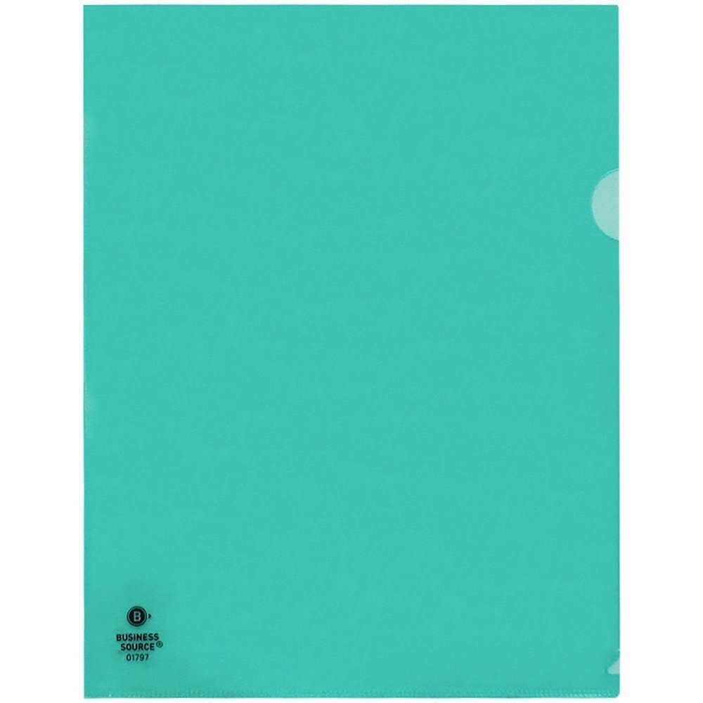 Business Source Letter File Sleeve - 8 1/2" x 11" - 20 Sheets Capacity - Green - Water Resistant, Transfer Safe, Lightweight, Transparent - 10/Pack - 5 / Box. Picture 4