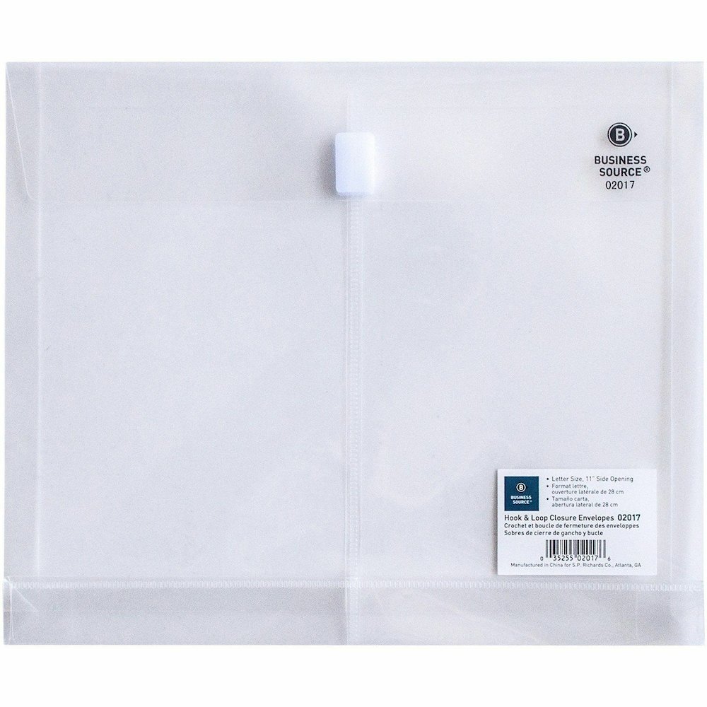 Business Source Letter File Pocket - 8 1/2" x 11" - 1" Expansion - Clear - Hook & Loop Closure, Transfer Safe - 12 / Pack. Picture 4