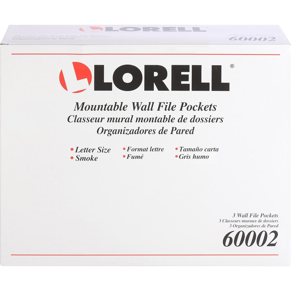 Lorell Wall File Pockets - 14.75" Height x 13.13" Width x 4.25" Depth - Smoke - 3 / Pack. Picture 7