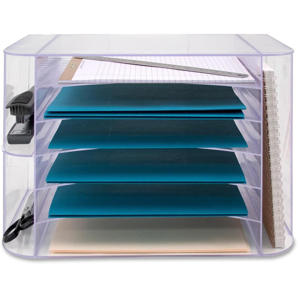 Business Source 6-tray Jumbo Desk Sorter - 3 Pocket(s) - 6 Compartment(s) - 12.25" Height x 18.13" Width x 10" Depth - Desktop - Clear - 1 Each. Picture 3