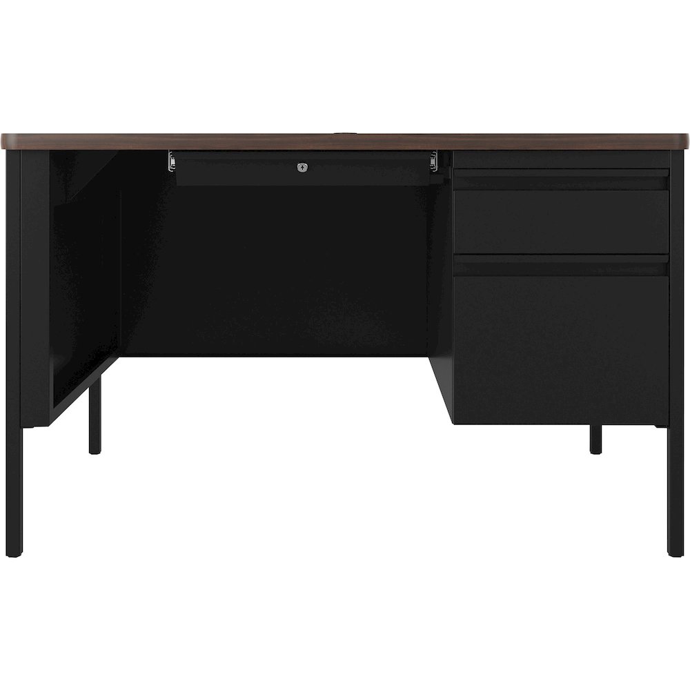 Lorell Fortress Series 48" Right-Pedestal Teachers Desk - 29.5" Height x 48" Width x 30" Depth - Single Pedestal on Right Side - T-mold Edge - Finish: Walnut Laminate - Durable, Scratch Resistant, Wat. Picture 4
