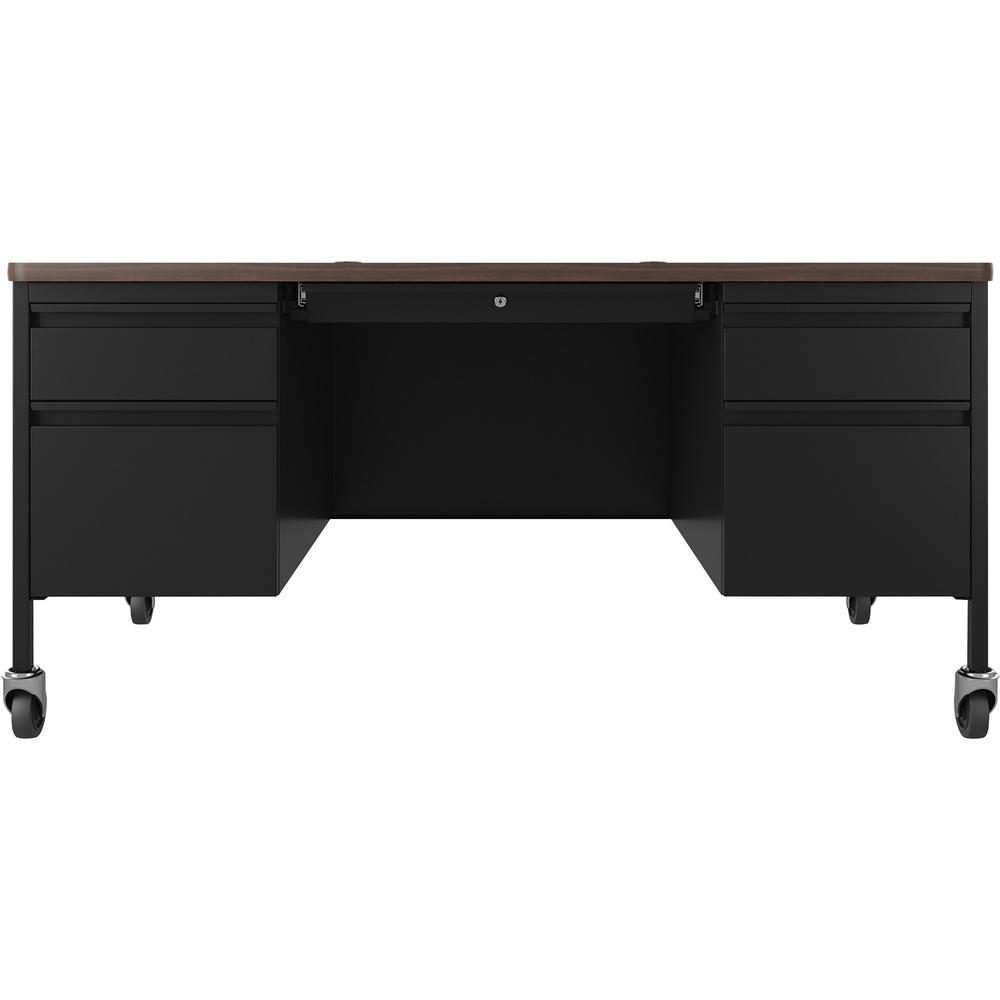 Lorell Fortress Series Mobile Double-Pedestal Teachers Desk - 60" x 30"29.5" - Box, File Drawer(s) - Double Pedestal - T-mold Edge. Picture 2