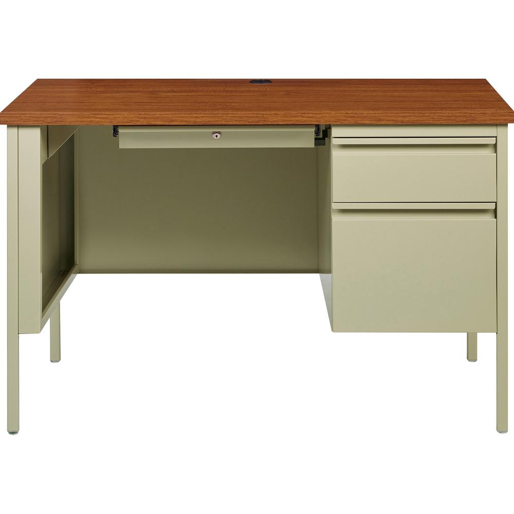 Lorell Fortress Series 45-1/2" Right Single-Pedestal Desk - 29.5" Height x 45.5" Width x 24" Depth, 1.1" Thickness Table Top - Single Pedestal on Right Side - Square Edge - 1 Each. Picture 2