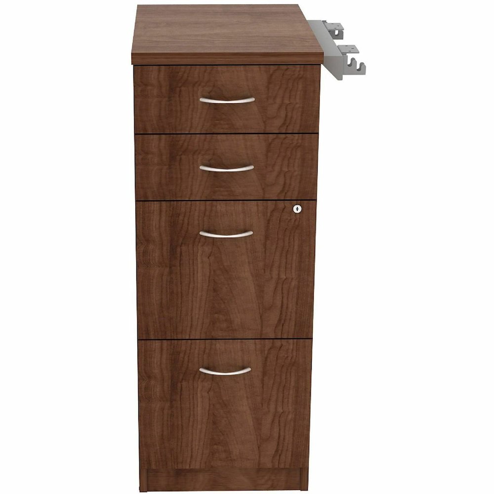 Lorell Relevance Series 4-Drawer File Cabinet - 40.4" Height x 15.5" Width x 23.6" Depth - Total Drawer(s): 4 - Material: Laminate - Finish: Walnut - 1 Each. Picture 3