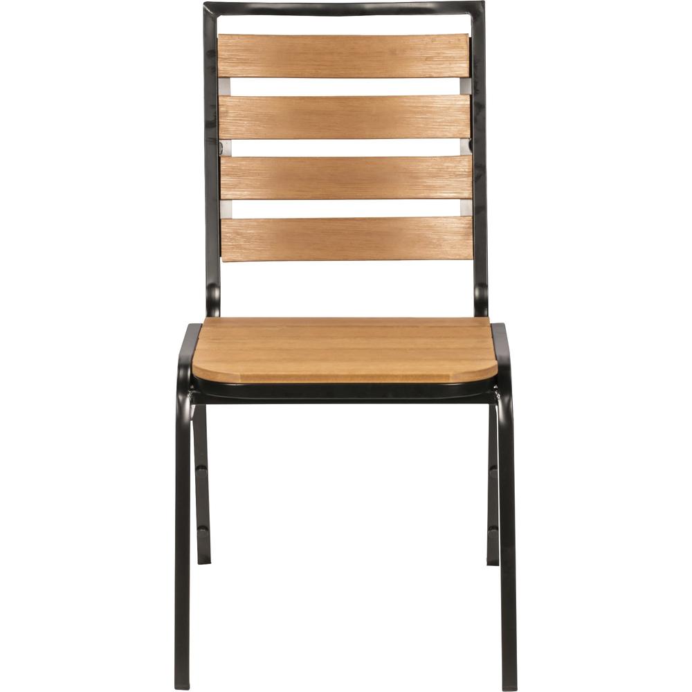 Lorell Outdoor Chairs - Teak Seat Color - Faux Wood Seat Material - Teak Back Color - Faux Wood Back Material - Four-legged Base - 4 / Carton. Picture 2