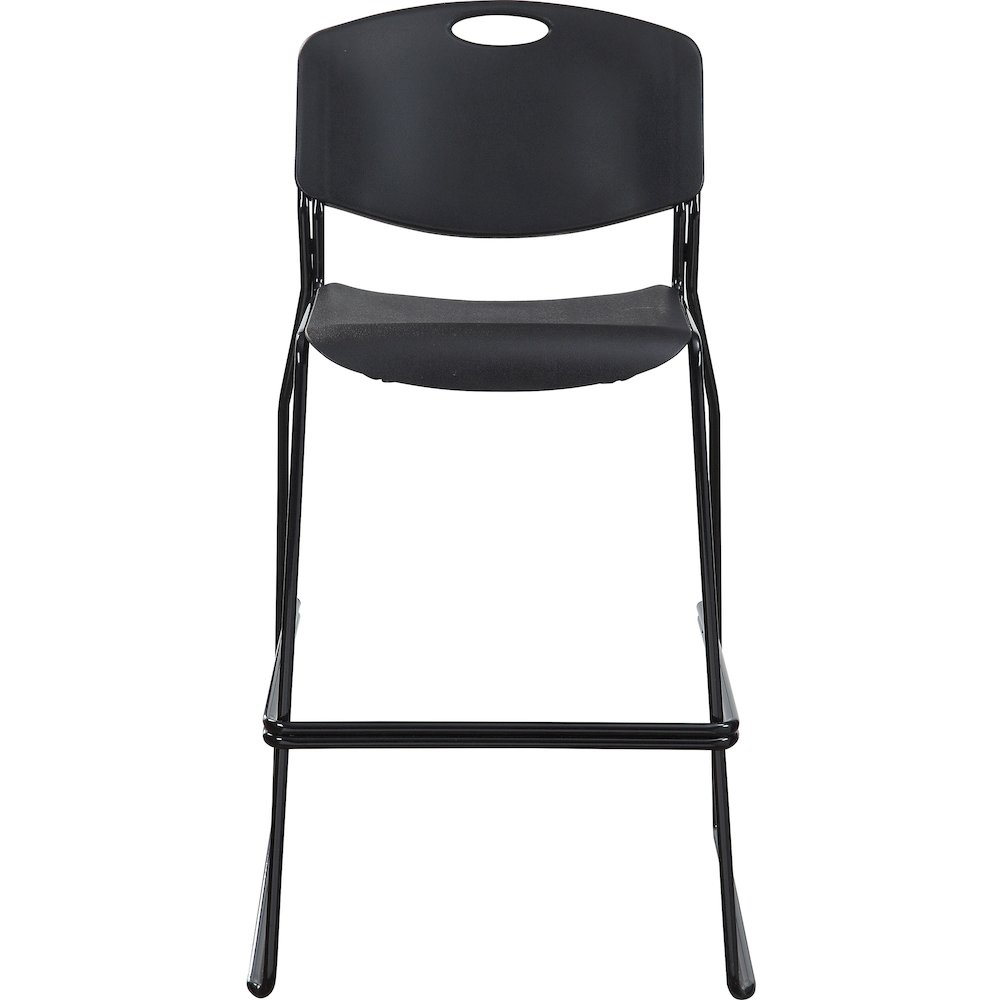 Lorell Heavy-duty Bistro Stack Chairs - Black Seat Color - Plastic Seat Material - Black Back Color - Plastic Back Material - Black Frame Color - Steel Frame Material - 2 / Carton. Picture 3