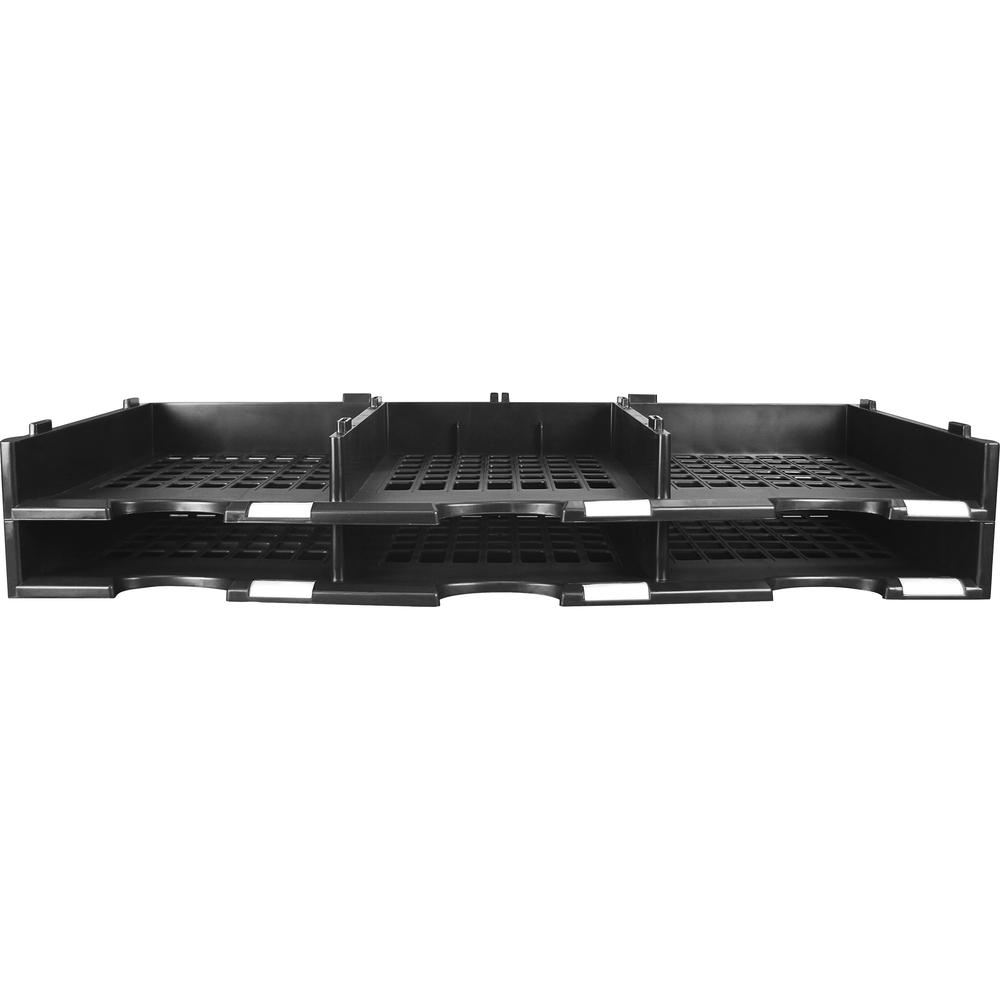 Storex Stackable Literature Sorter - 6 Compartment(s) - 9.50" x 12" - 5.6" Height x 14.1" Width31.4" Length - Black - Plastic - 1 Each. Picture 2