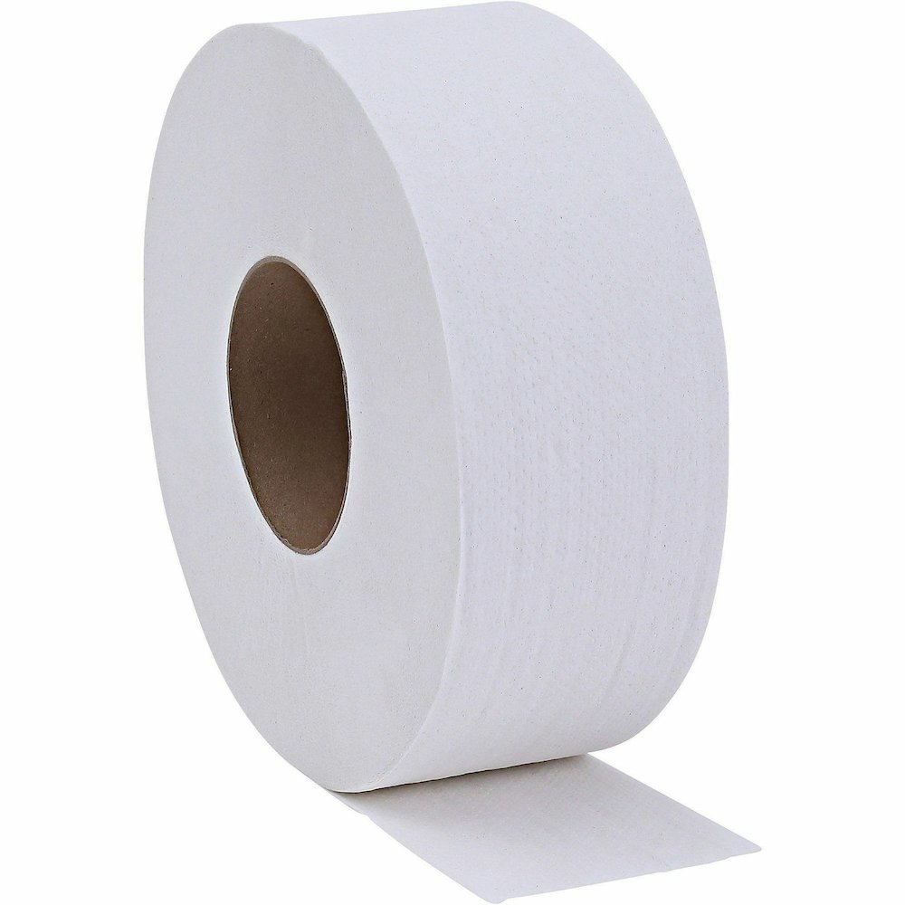 Genuine Joe 2-ply Jumbo Roll Dispenser Bath Tissue - 2 Ply - 3.30" Width x 650 ft Length - White - 54 / Pallet. Picture 3