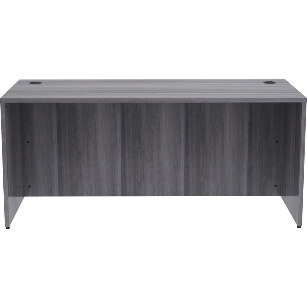 Lorell Essentials Series Rectangular Desk Shell - 29.5" Height x 66" Width x 30" Depth, 1" Thickness Top - Laminate, Weathered Charcoal Table Top - Grommet, Durable, Modesty Panel, Adjustable Floor Gu. Picture 2