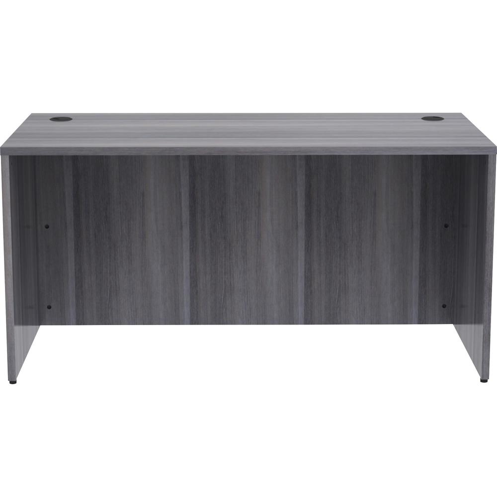 Lorell Essentials Series Rectangular Desk Shell - 60" x 30"29.5" , 1" Top - Laminate, Weathered Charcoal Table Top - Grommet. Picture 3