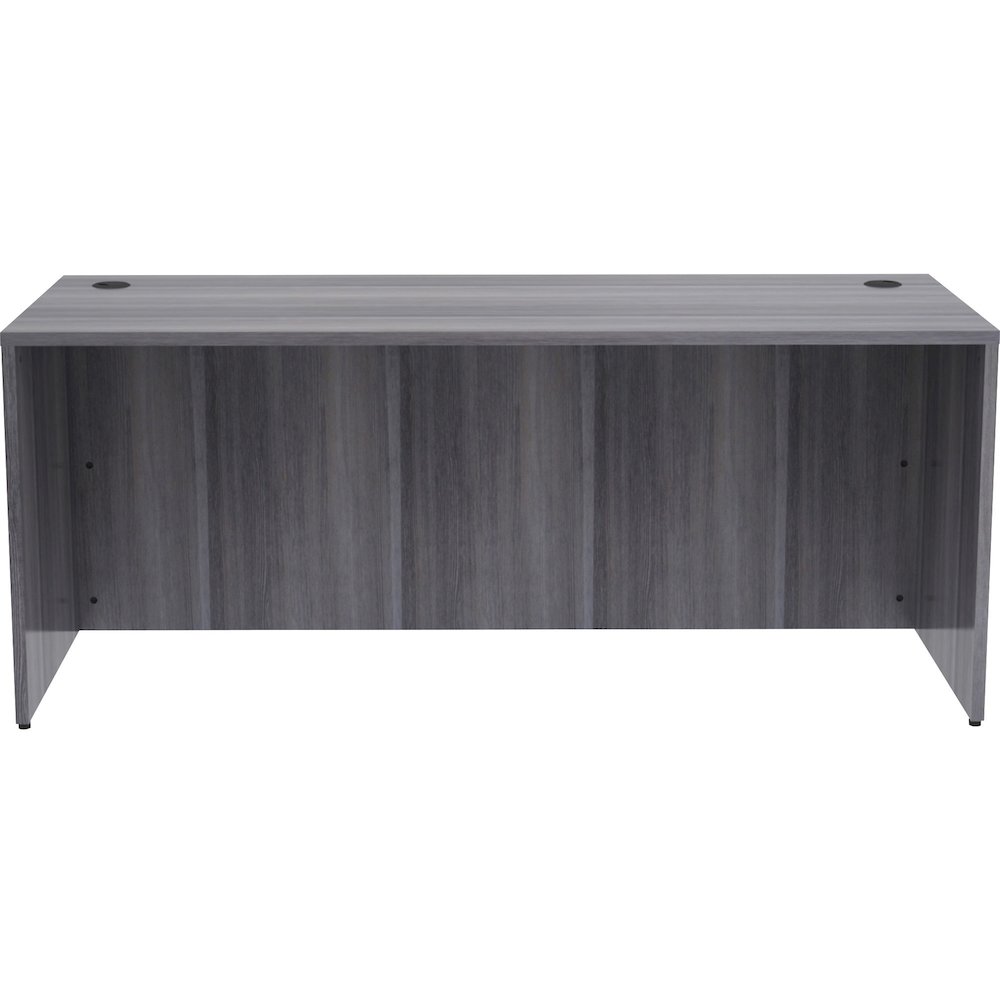Lorell Essentials Series Rectangular Desk Shell - 29.5" Height x 70.9" Width x 29.5" Depth, 70.9" Width x 29.5" Depth x 1" Thickness Top - Laminate, Weathered Charcoal Table Top - Grommet, Modesty Pan. Picture 3