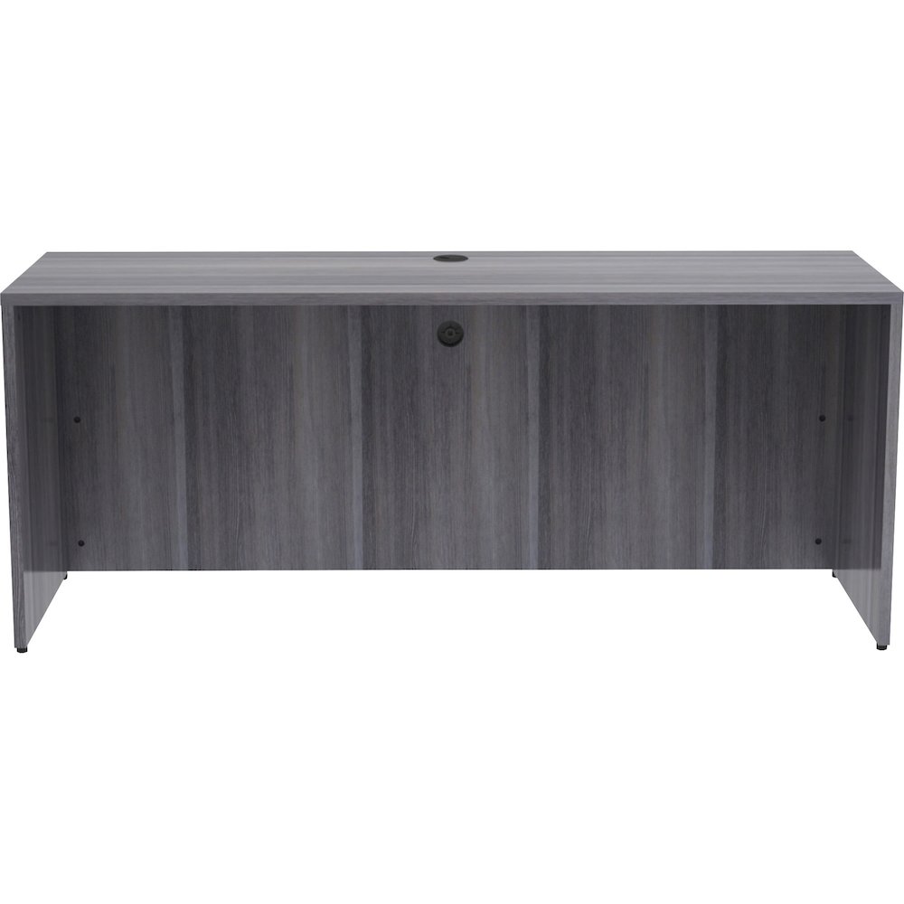Lorell Essentials Series Credenza Shell - 29.5" Height x 70.9" Width x 23.6" Depth - Laminate, Weathered Charcoal Table Top - Modesty Panel, Grommet, Durable, Adjustable Floor Guide - 1 Each. Picture 3