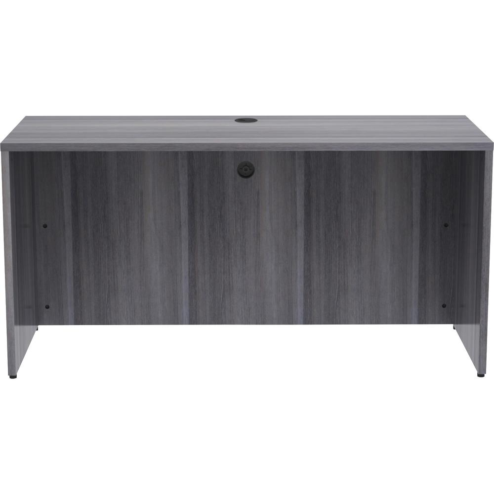 Lorell Essentials Series Credenza Shell - 29.5" Height x 60" Width x 24" Depth, 1" Thickness Top - Laminate, Weathered Charcoal Table Top - Modesty Panel, Grommet, Durable, Adjustable Floor Guide - 1 . Picture 3