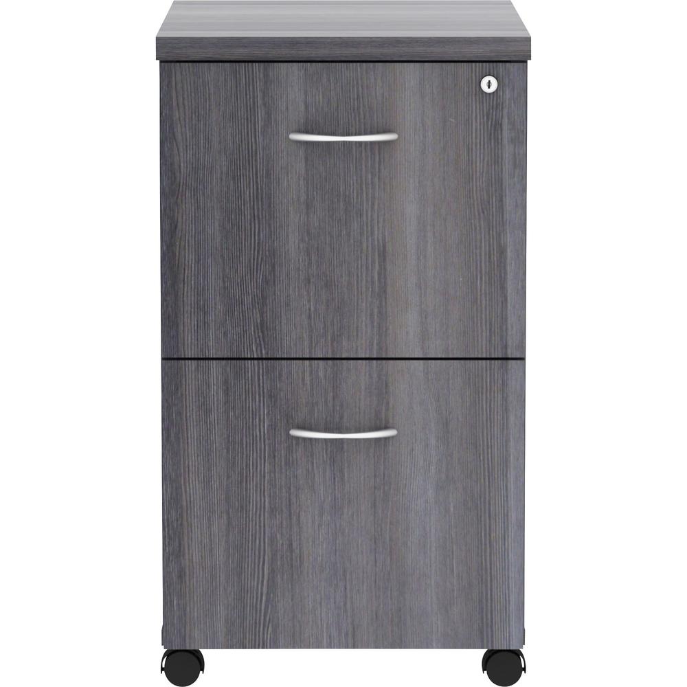 Lorell Essentials Series File/File Mobile File Cabinet - 28.3" Height x 16" Width x 22" Depth - Total Drawer(s): 2 - Finish: Weathered Charcoal, Laminate - Dual Wheel Caster, Durable, Built-in Hangrai. Picture 2