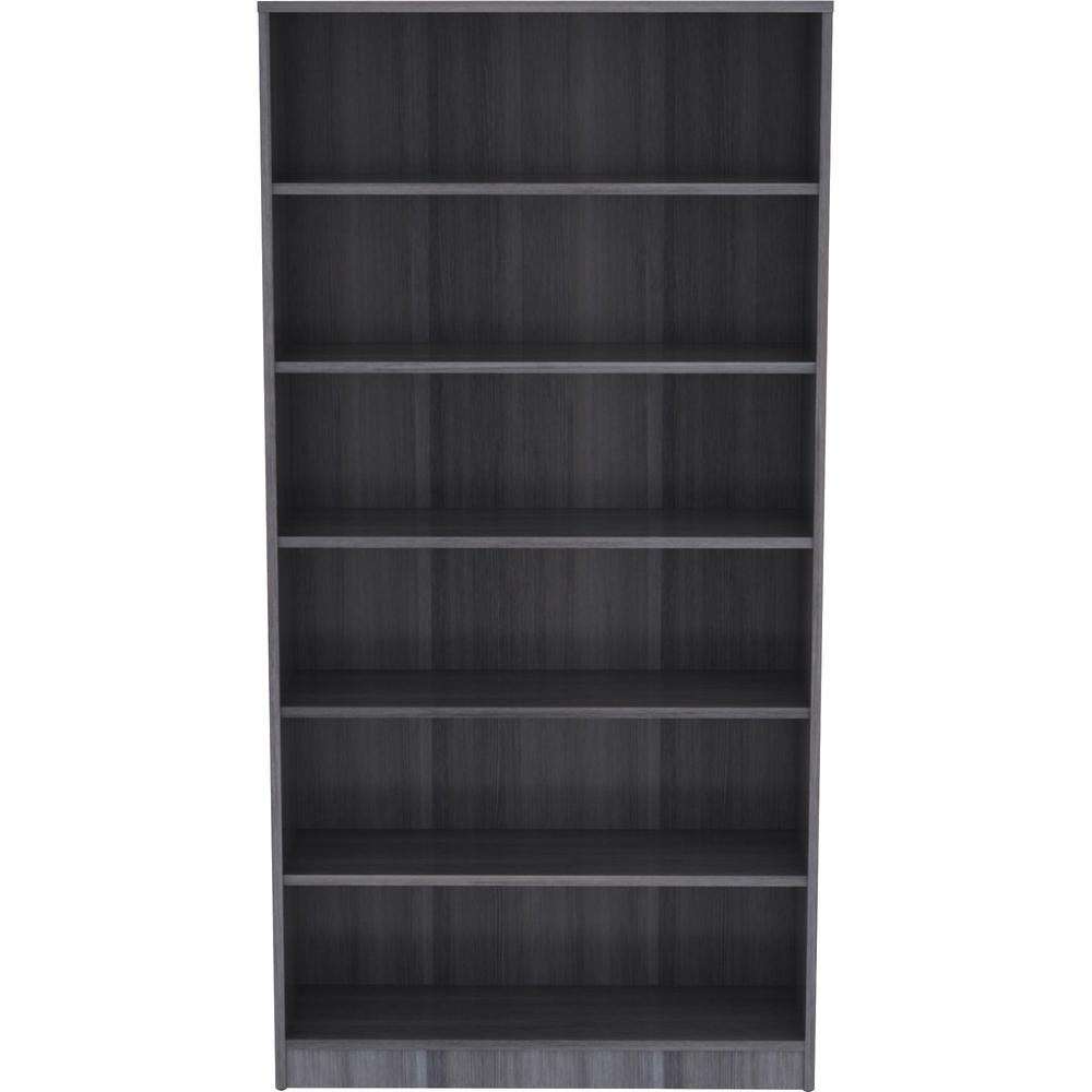 Lorell Laminate Bookcase - 6 Shelf(ves) - 72" Height x 36" Width x 12" Depth - Sturdy, Adjustable Shelf, Square Corner, Adjustable Feet - Weathered Charcoal - Thermally Fused Laminate - 1 Each. Picture 2