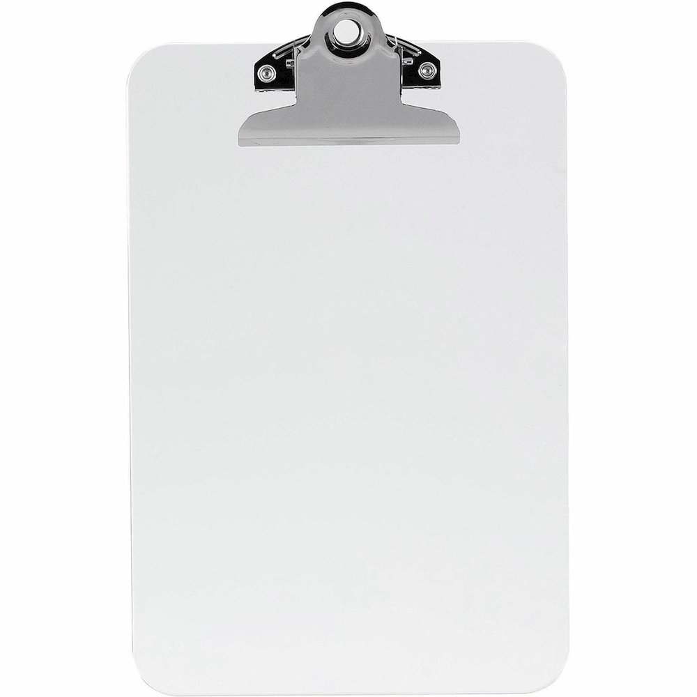Business Source Plastic Clipboard - 6" x 9" Sheet Size - Spring Clip - Plastic - Clear - 12 / Box. Picture 3