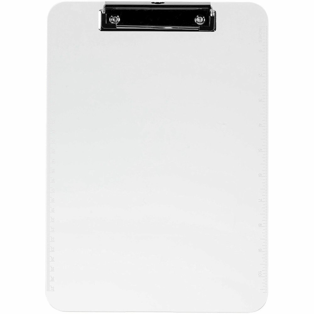 Business Source Flat Clip Clipboard - 9" x 12" Sheet Size - Plastic - Clear - 6 / Bundle. Picture 3